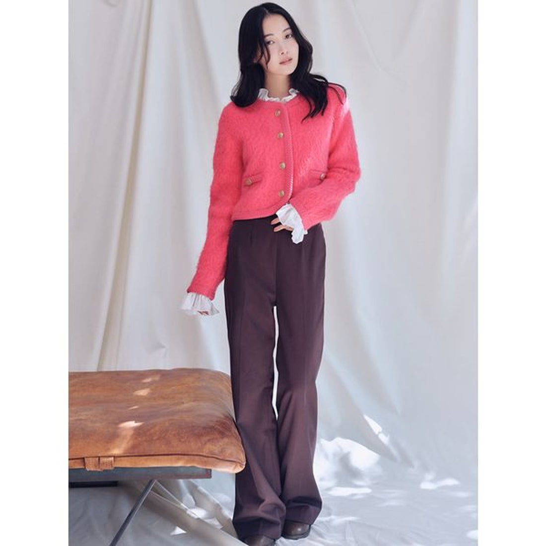 スナイデル SNIDEL ファーライクフリルニットジャケット （IVR