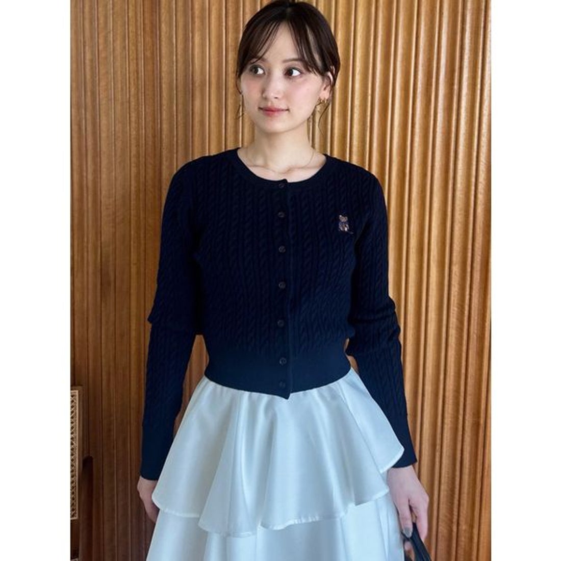 スナイデル SNIDEL リボンベアニットカーディガン （IVR