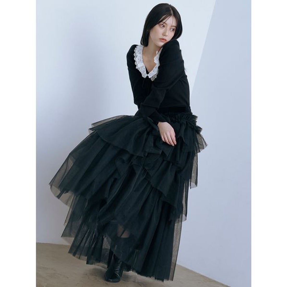 スナイデル SNIDEL チュールボリュームスカート （BLK