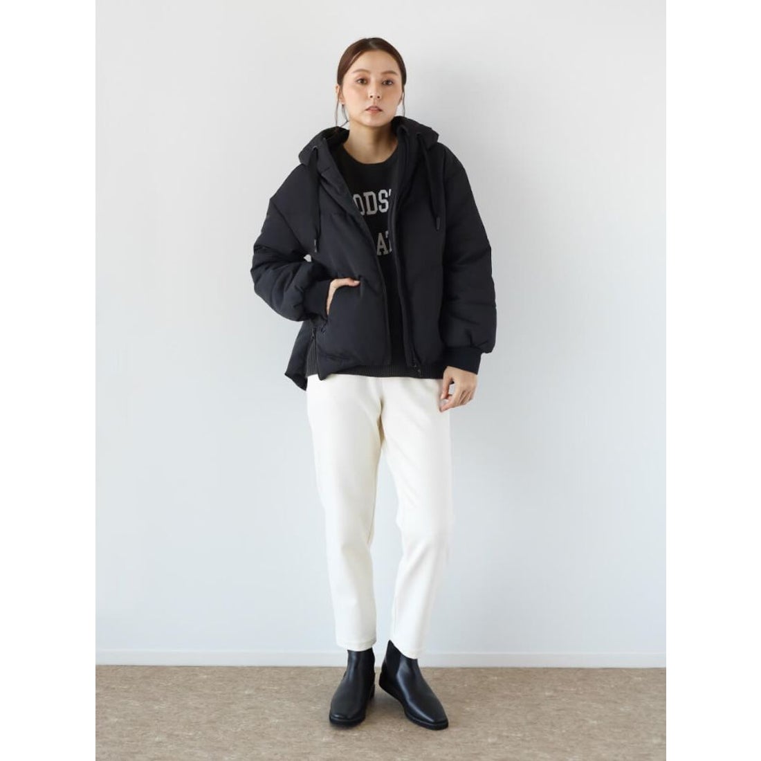 クローブ CLOVE フードミドルダウンブルゾン （アイボリー） -靴