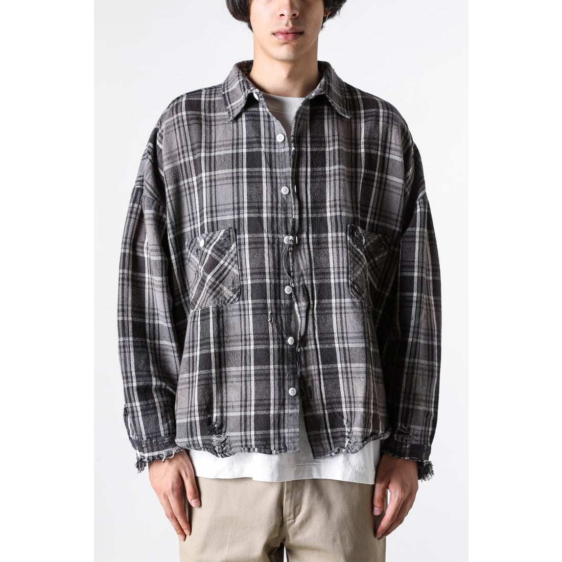セントマイケル SAINT Mxxxxxx Flannel Shirt （Black / Gray） 通販