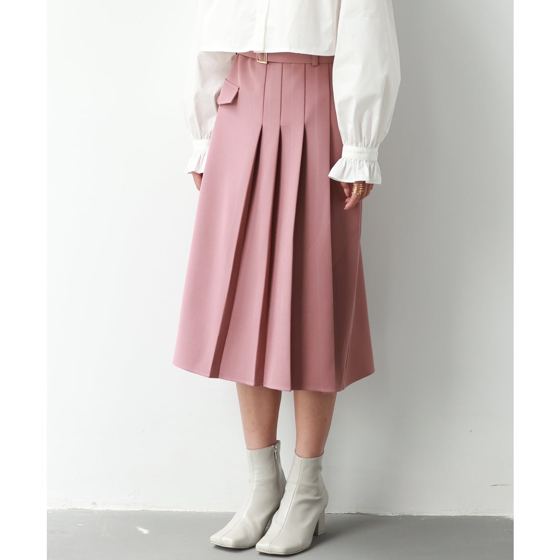 セゾンドパピヨン SAISON DE PAPILLON ツイル素材ワンウェイプリーツ