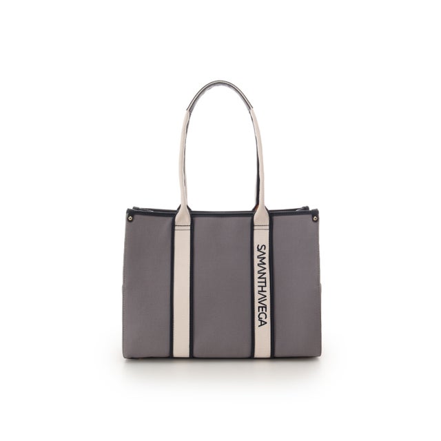 レディース トートバッグ（Lサイズ・A4） (グレー / 灰色) -Samantha