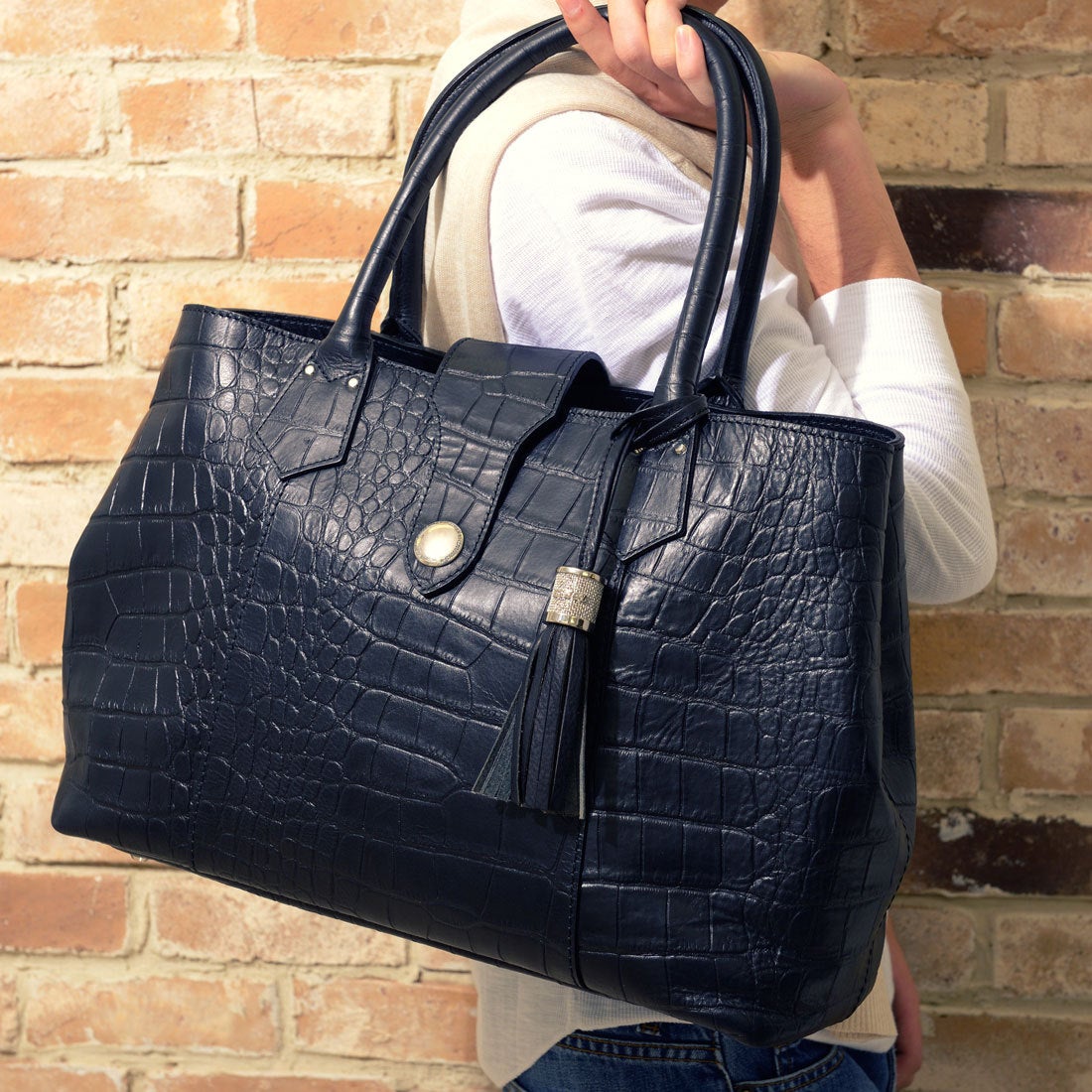 KINGZ サマンサキングズ オールレザートートBAG（クロコ型押）（中