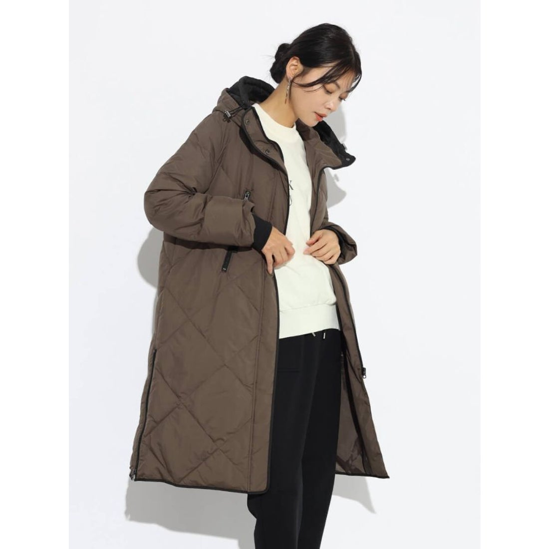 スコットクラブ SCOTCLUB バイカラーロングダウンコート （ダーク