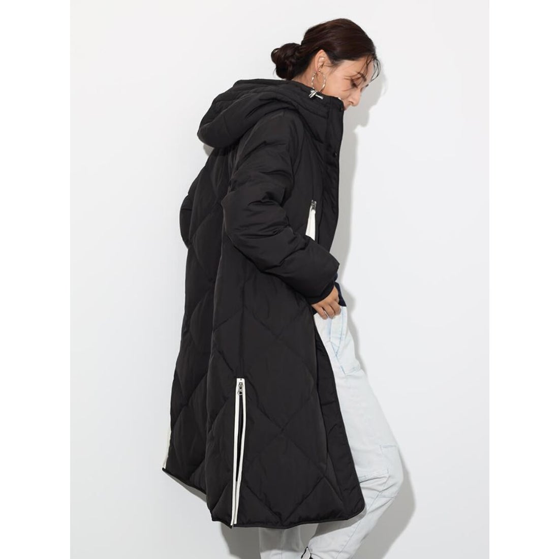 スコットクラブ SCOTCLUB バイカラーロングダウンコート （ブラック