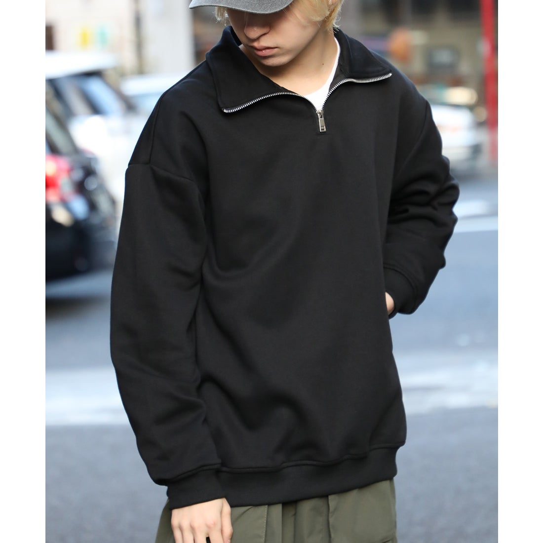 ハイネック ハーフジップ トレーナー スウェット 長袖 プルオーバー