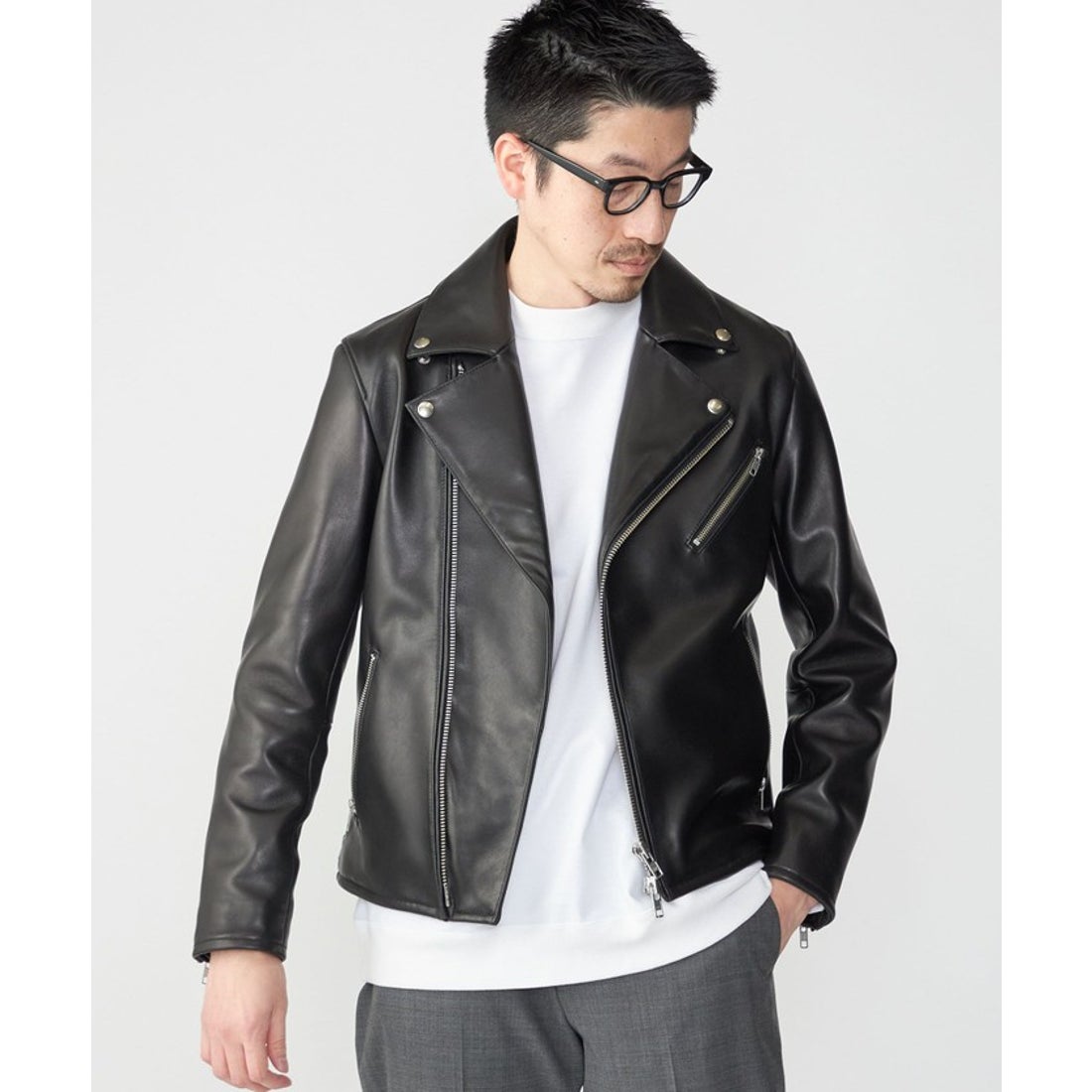 シップス SHIPS SHIPS: ラムレザー ダブル ライダースジャケット