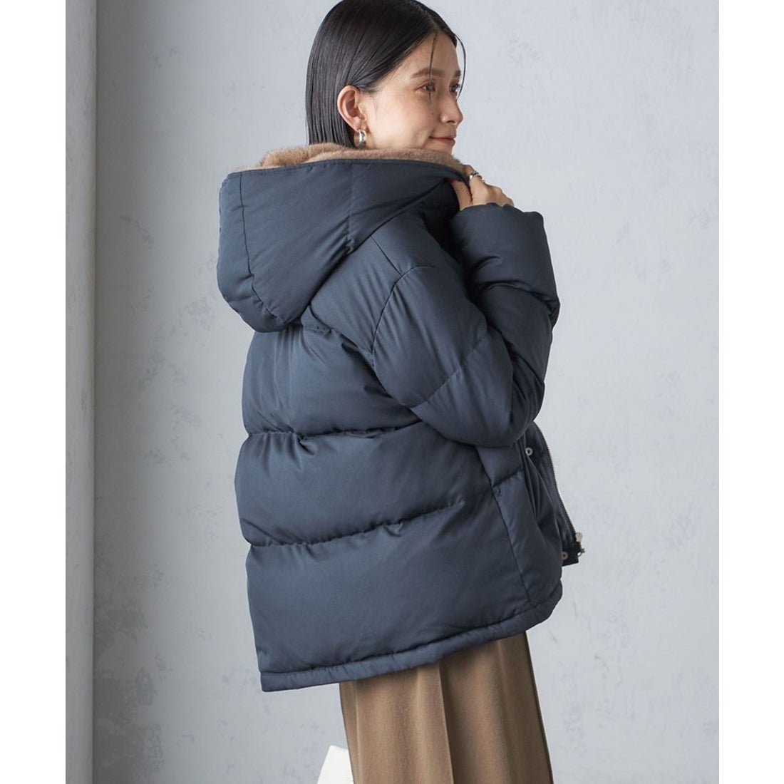 シップス SHIPS ファー付 ダウンコート （ライトグレー