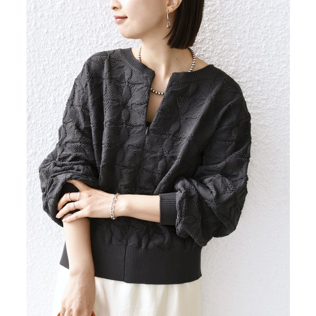 シップス SHIPS 【WEB限定】〈洗濯機可能〉フラワー ジャカード ハーフ