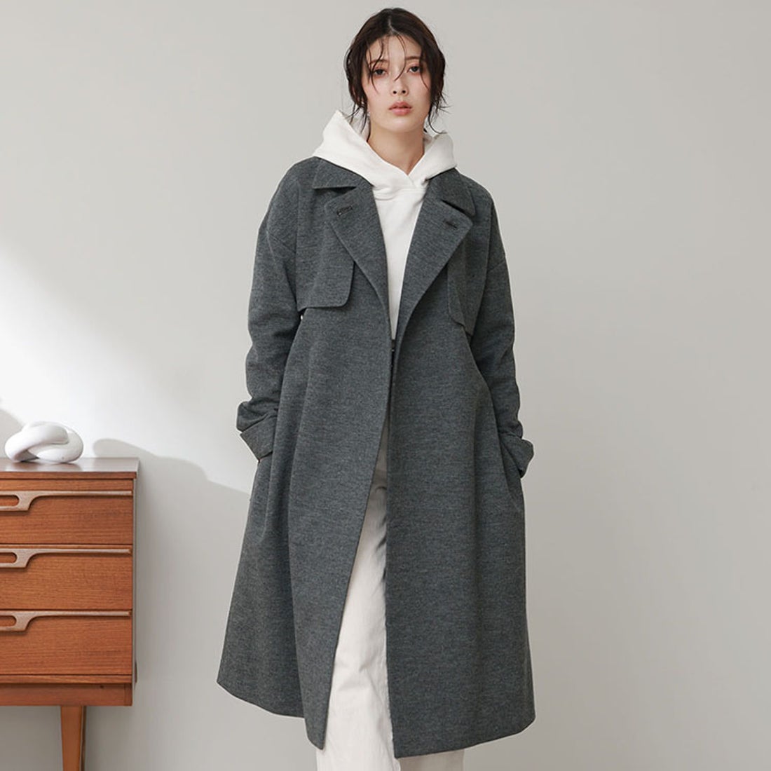 サンキョウショウカイ 三京商会 テーラードカラーロングコート日本製