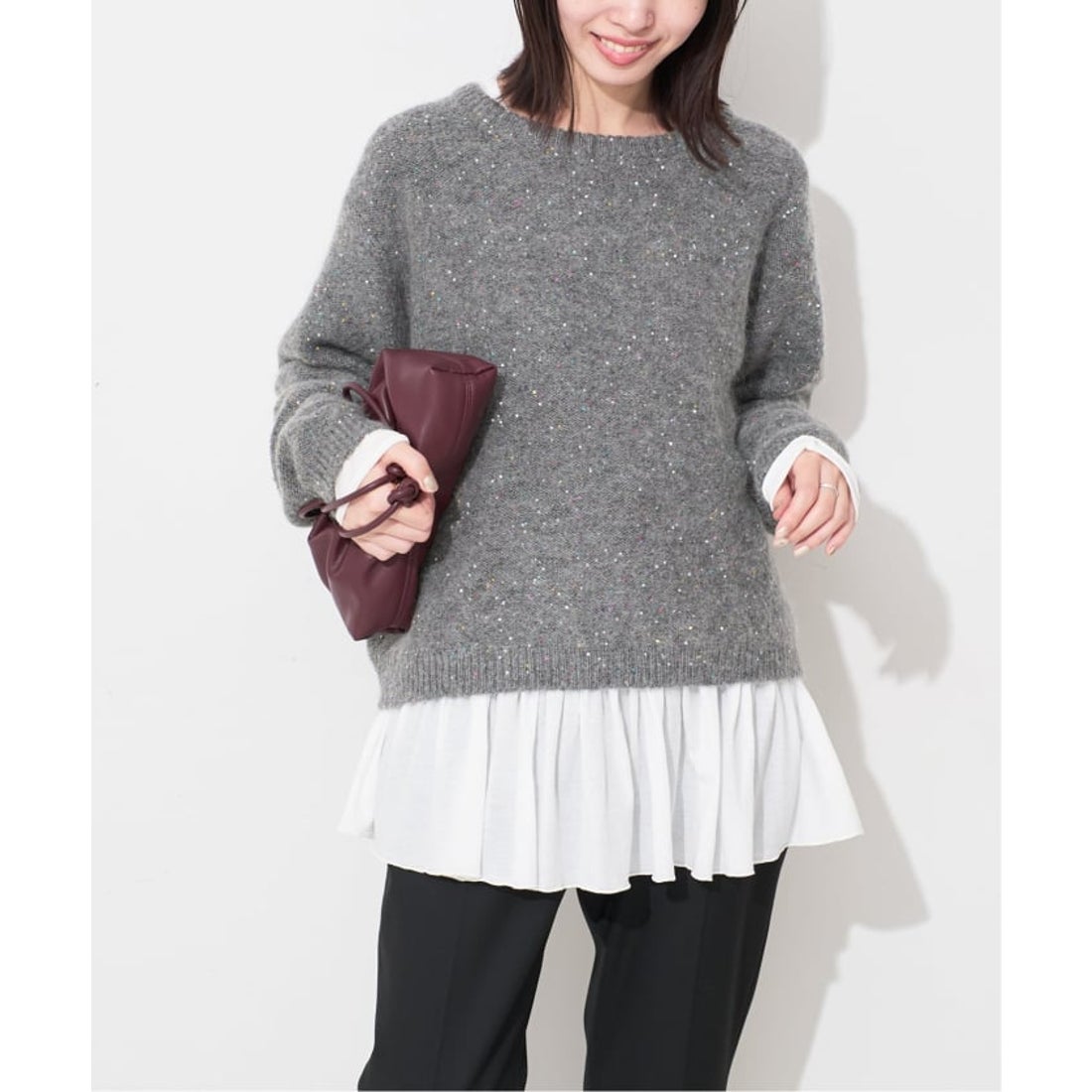 スローブ イエナ SLOBE IENA スパンコールニット （ホワイト