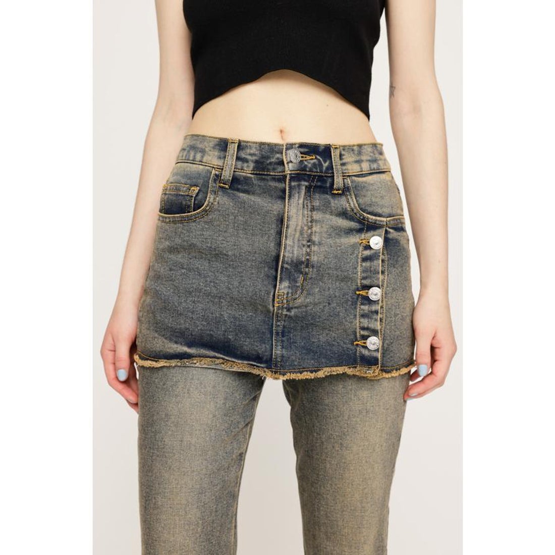 スライ SLY OVERDYE JW LAYERED FLARE PT－BE （BLK） - ファッション