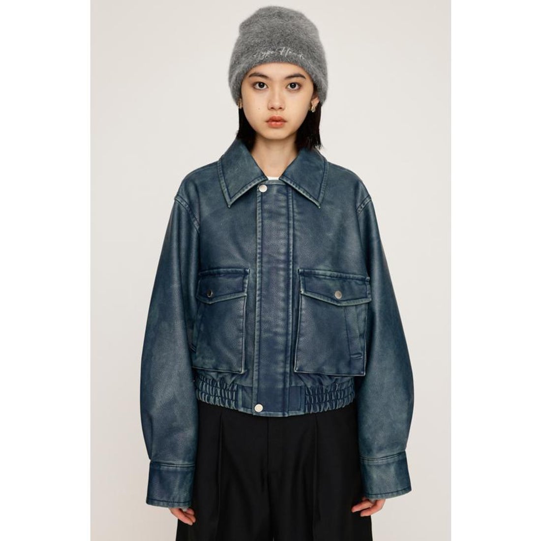 スライ SLY AGING F／LEATHER FLIGHT ジャケット （BLU