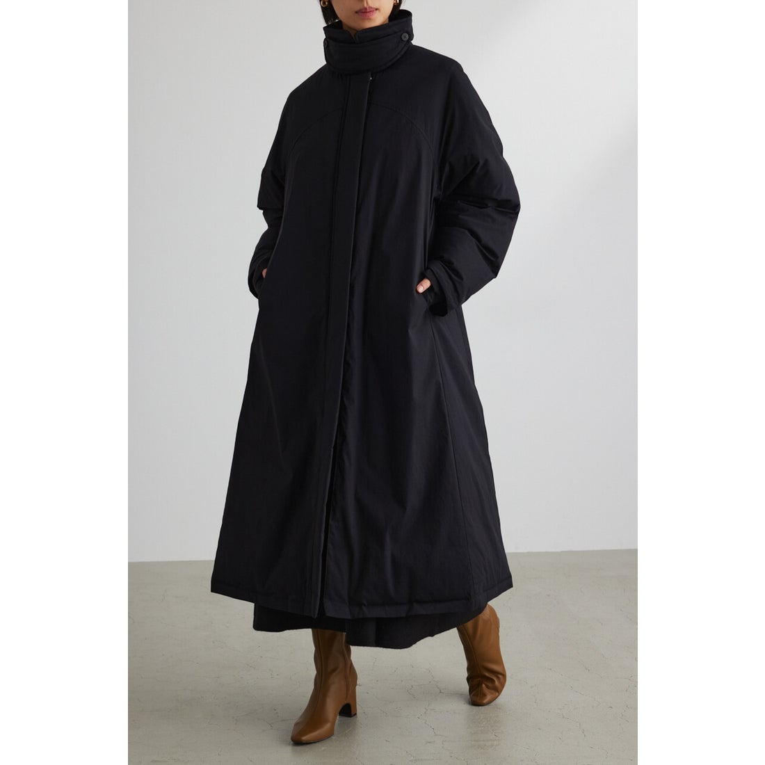 STYLEMIXER 2WAYカラー中綿ロングコート BLK -靴＆ファッション通販