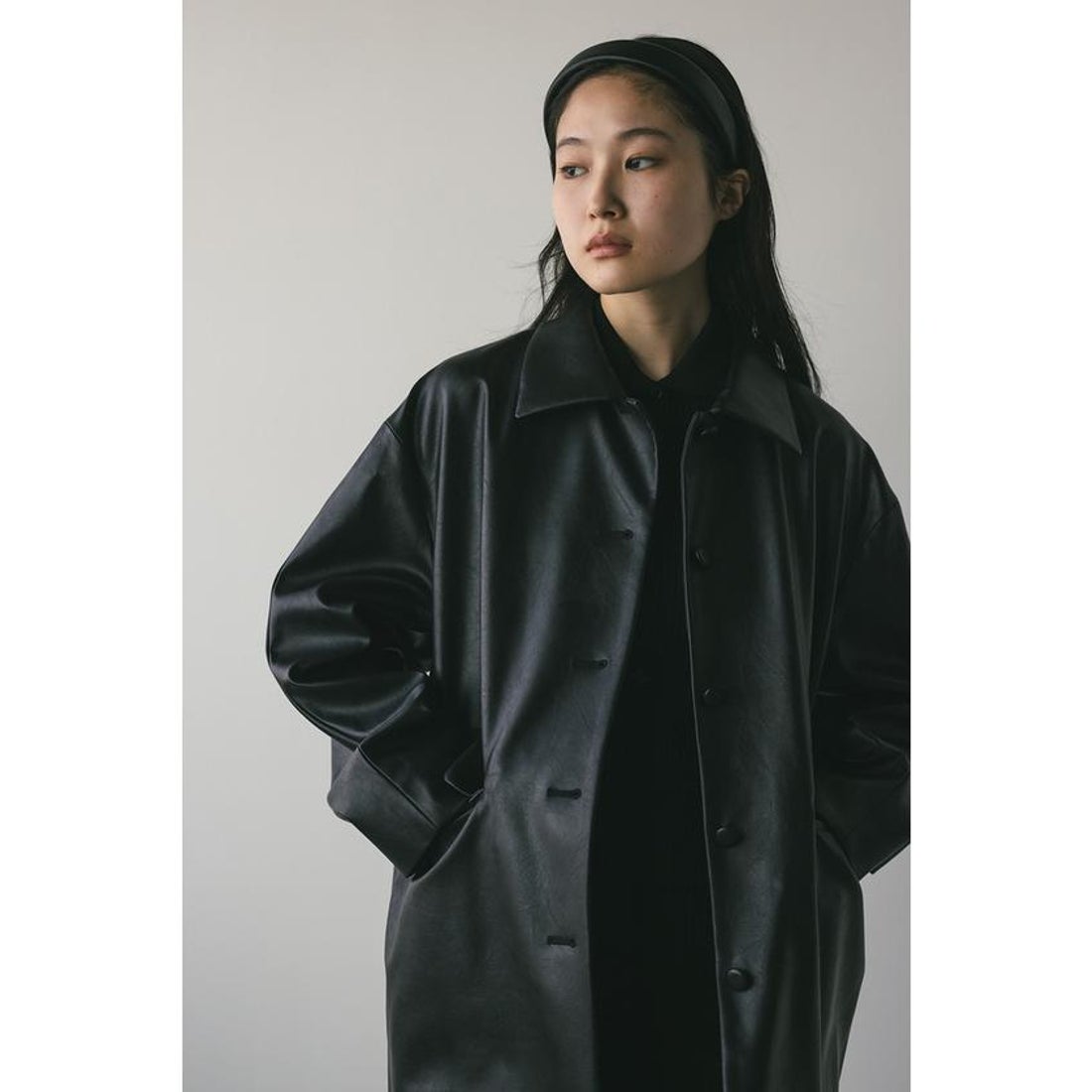 スタイルミキサー STYLEMIXER ステンカラーフェイクレザージャケット