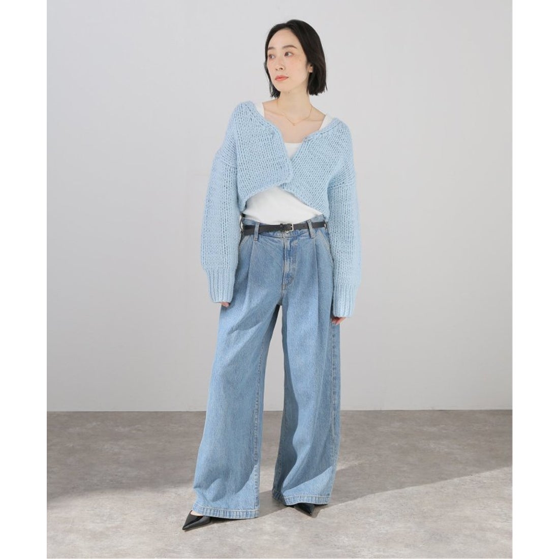 プラージュ Plage roving hand ニットカーディガン （サックスブルー