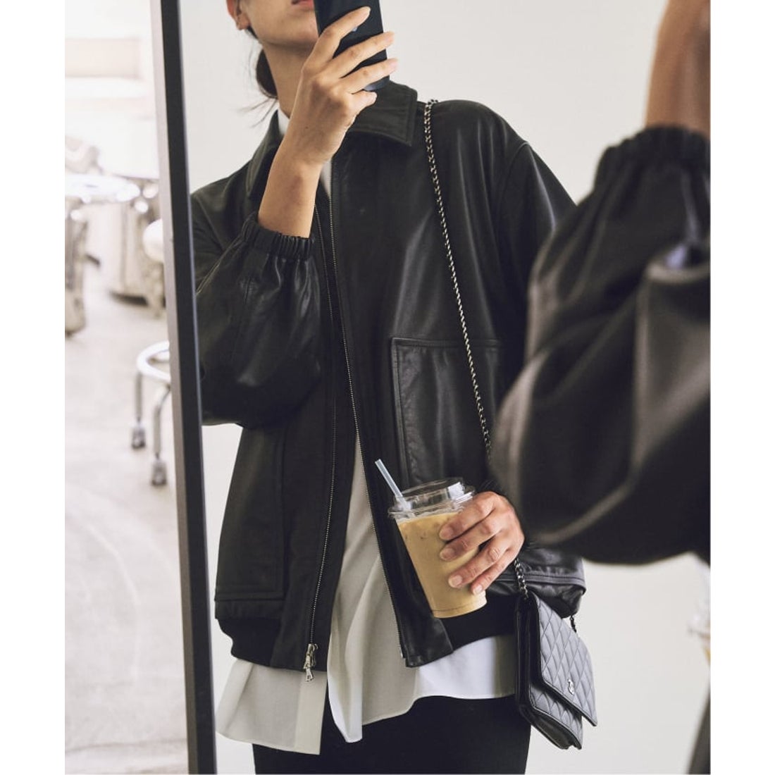 プラージュ Plage R'IAM レザーブルゾン （ブラック） -ファッション