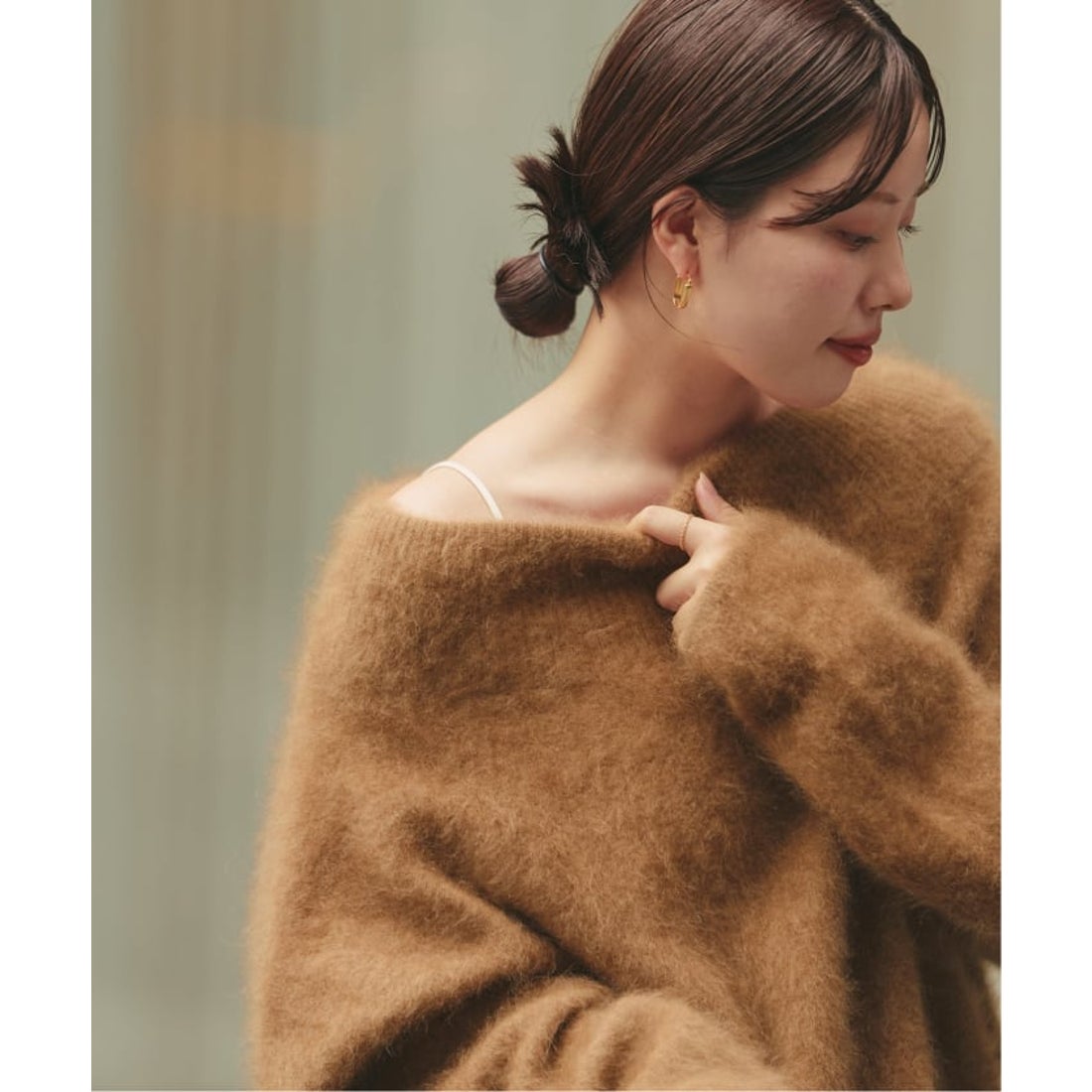 プラージュ Plage Fur Off Neck ニット （ブラウン） -ファッション