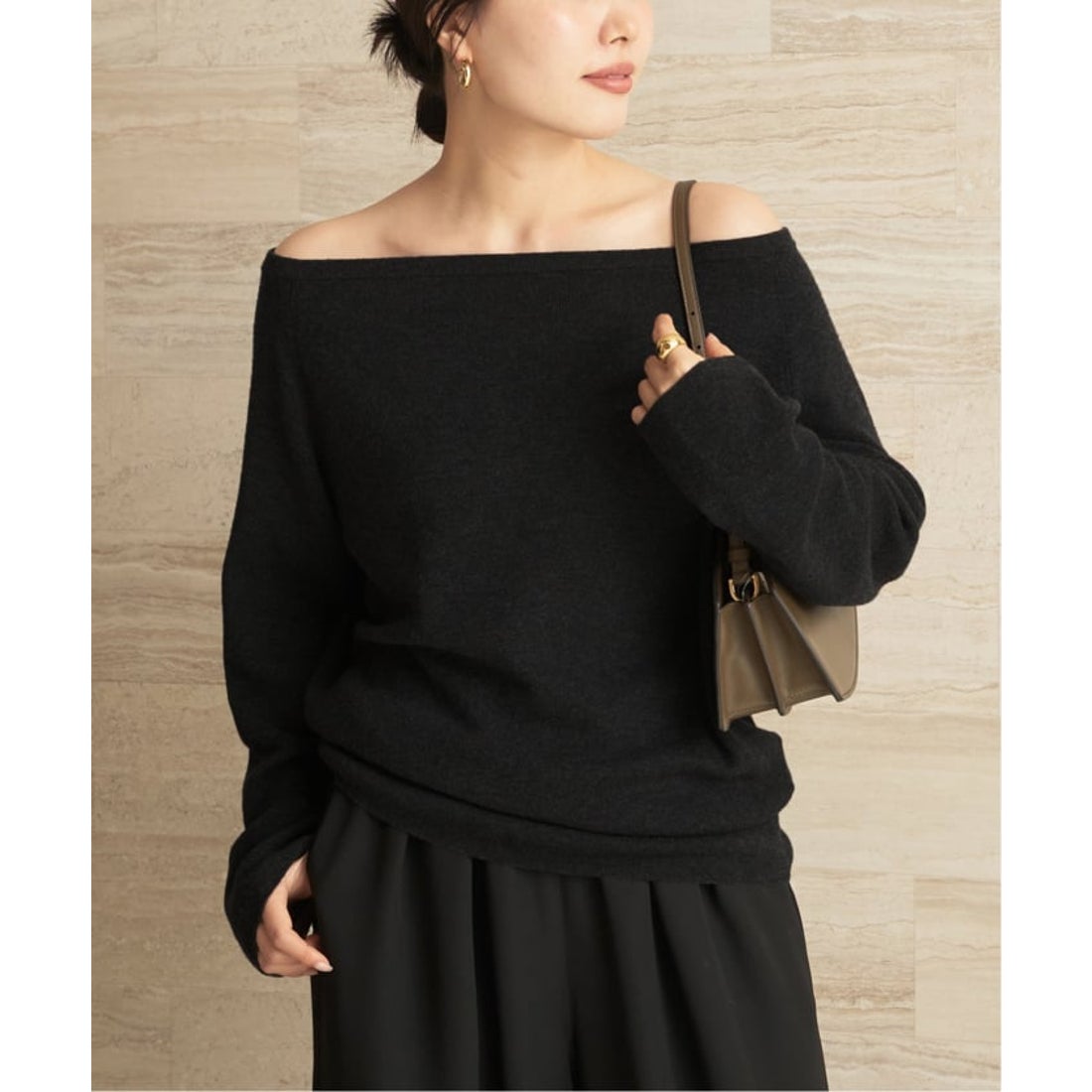 プラージュ Plage 《追加予約》Off shoulder slit ニット 2 （ブラック