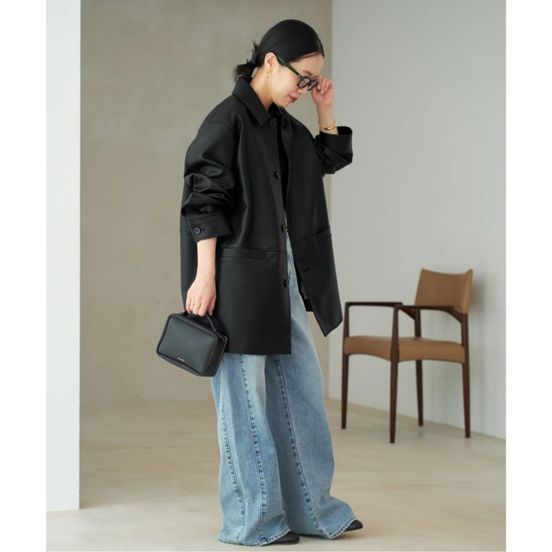 プラージュ Plage Leather Like Car コート （ブラウン