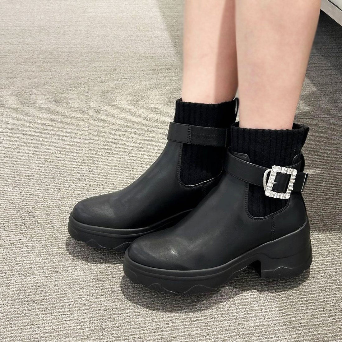 プラスダイアナ ＋diana 【撥水加工】クリスタルバックルショート