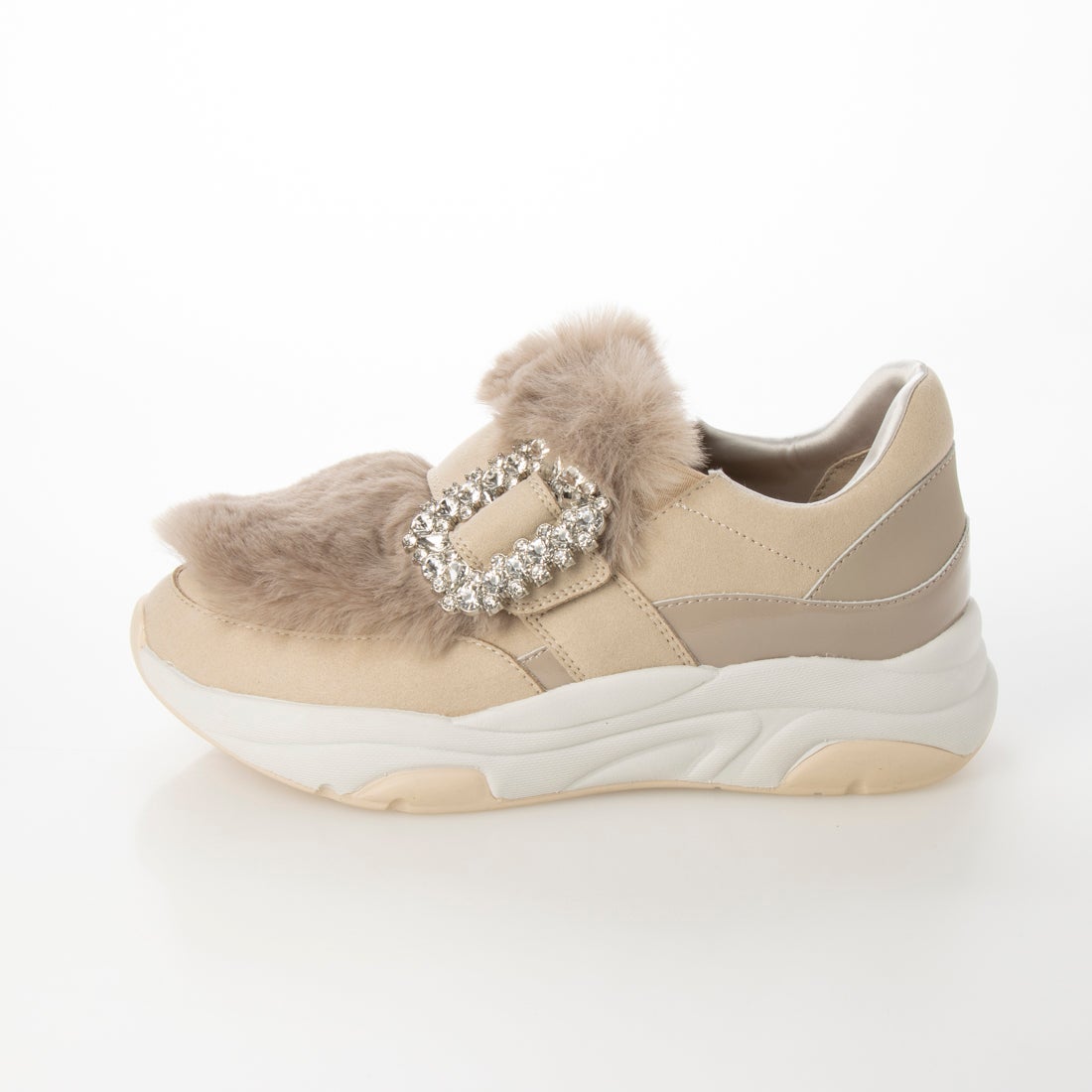 プラスダイアナ ＋diana エコファースリッポンスニーカー （ベージュ