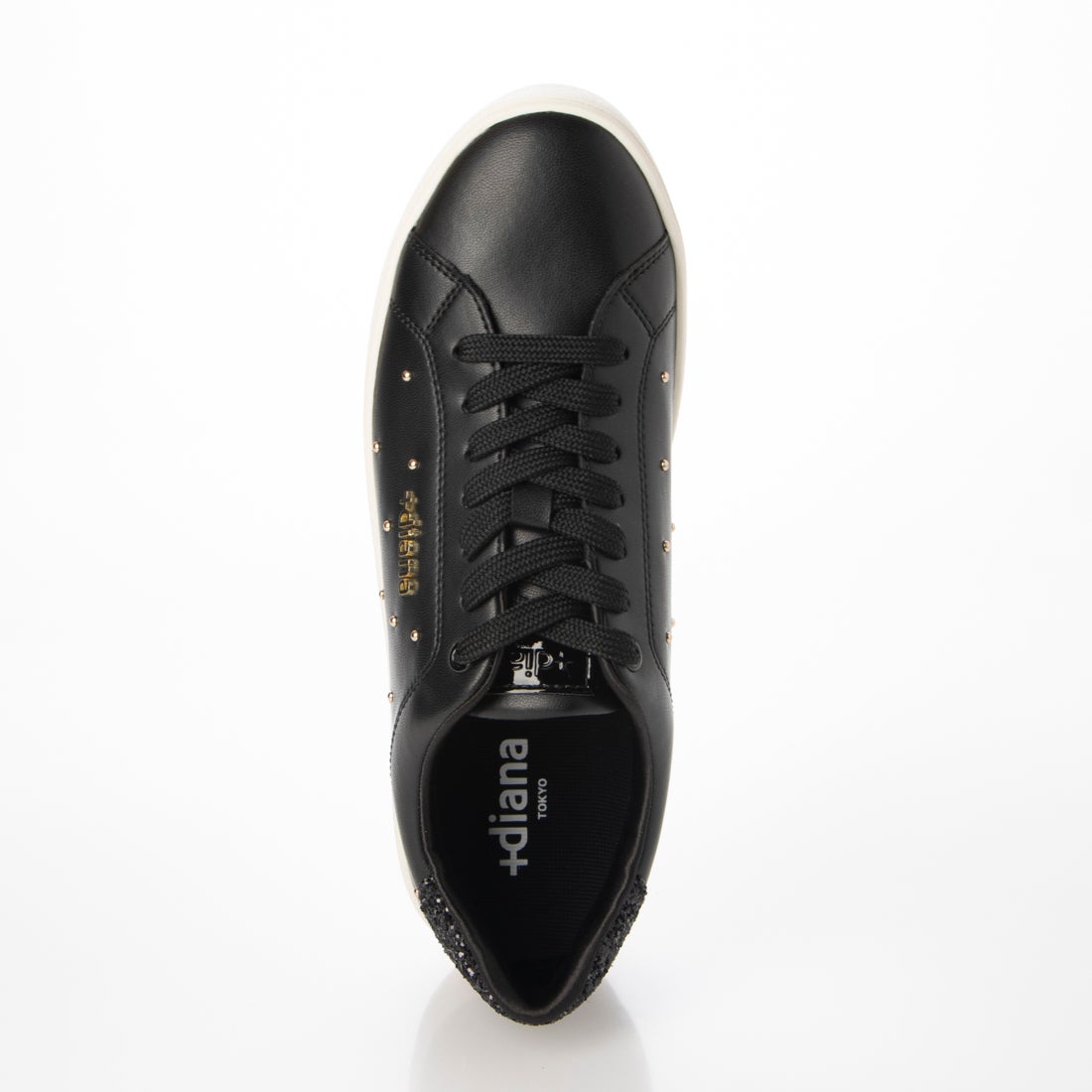 プラスダイアナ ＋diana スタッズ付きスタンダードスニーカー （黒人工