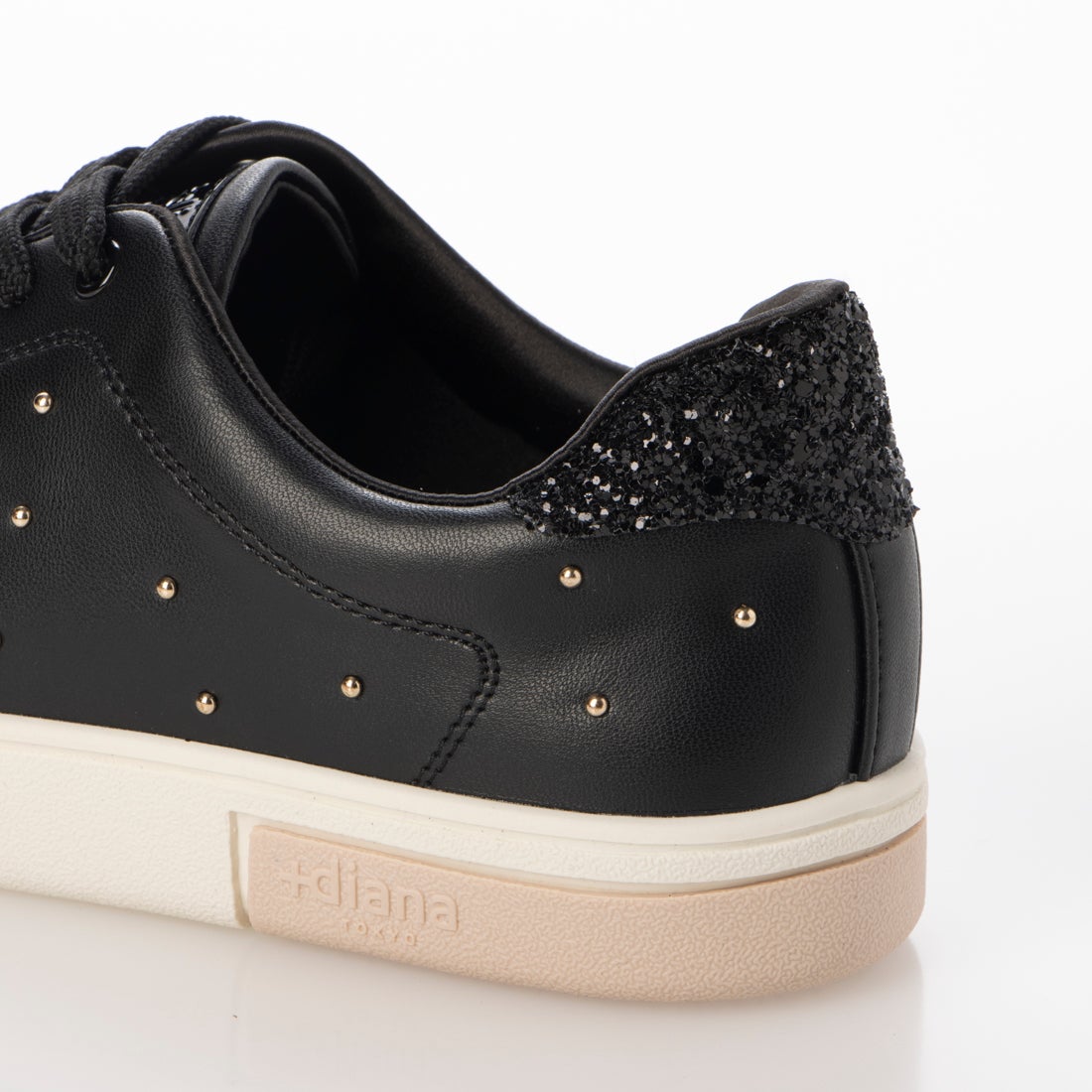 プラスダイアナ ＋diana スタッズ付きスタンダードスニーカー （黒人工