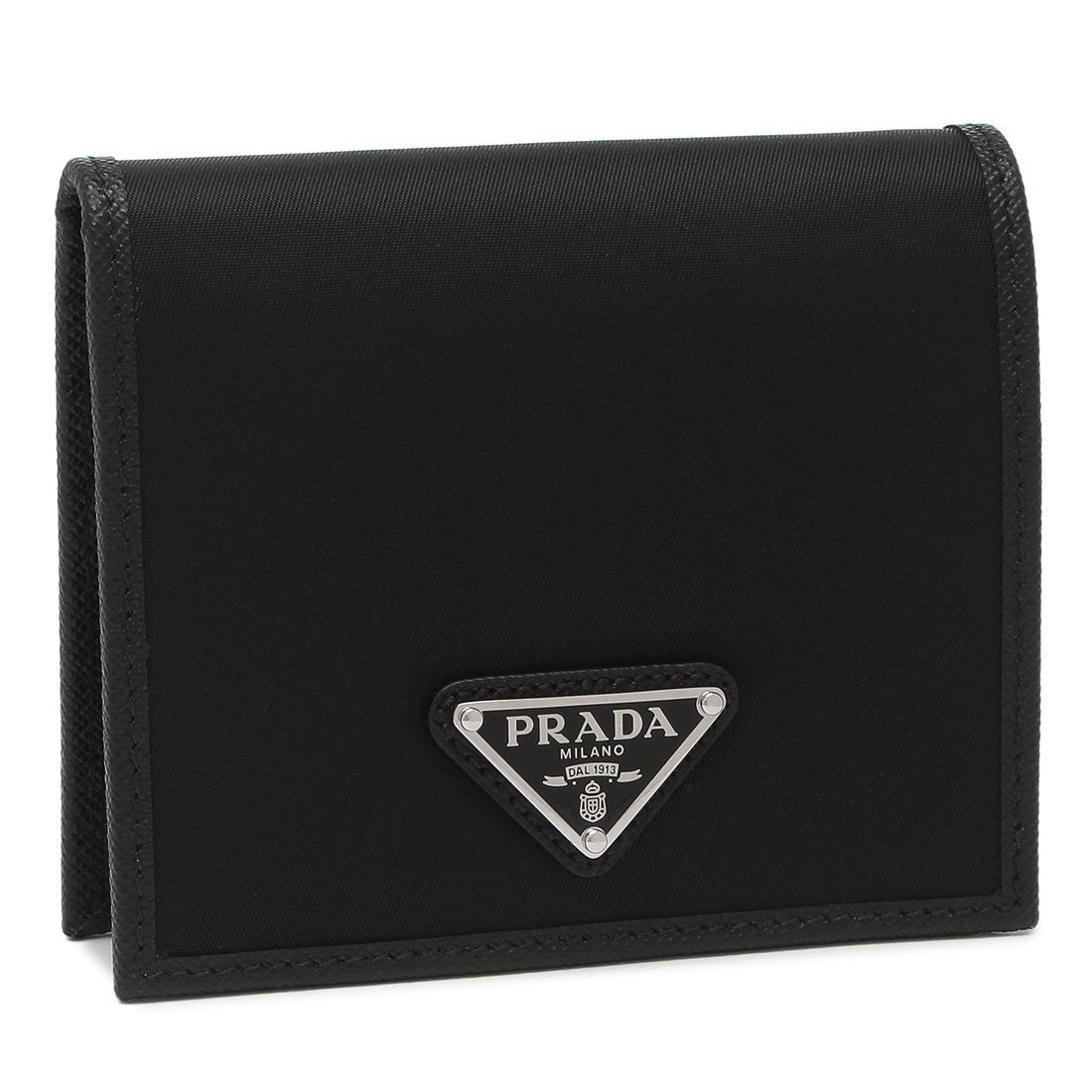 プラダ PRADA 二つ折り財布 トライアングル ブラック メンズ