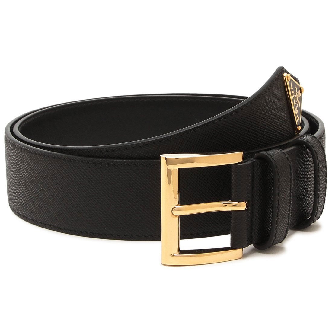プラダ PRADA ベルト トライアングルロゴ ブラック ゴールド