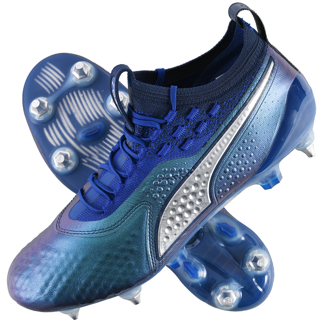 PUMA プーマ プーマワン 1 レザー MX SG(ブルー×シルバー) 104737 02