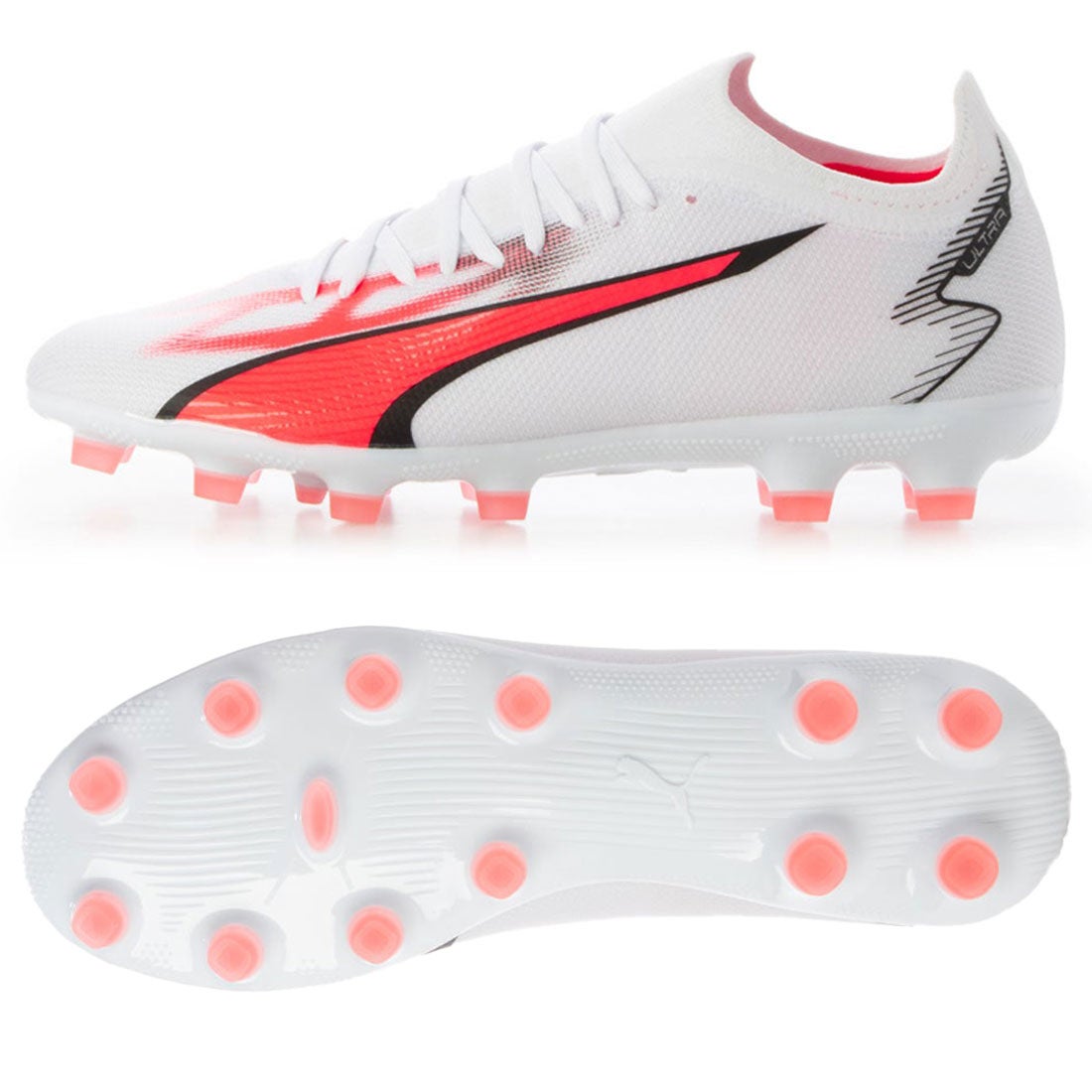 PUMA プーマ ウルトラ マッチ HG/AG(ホワイト×レッド) 107519 01