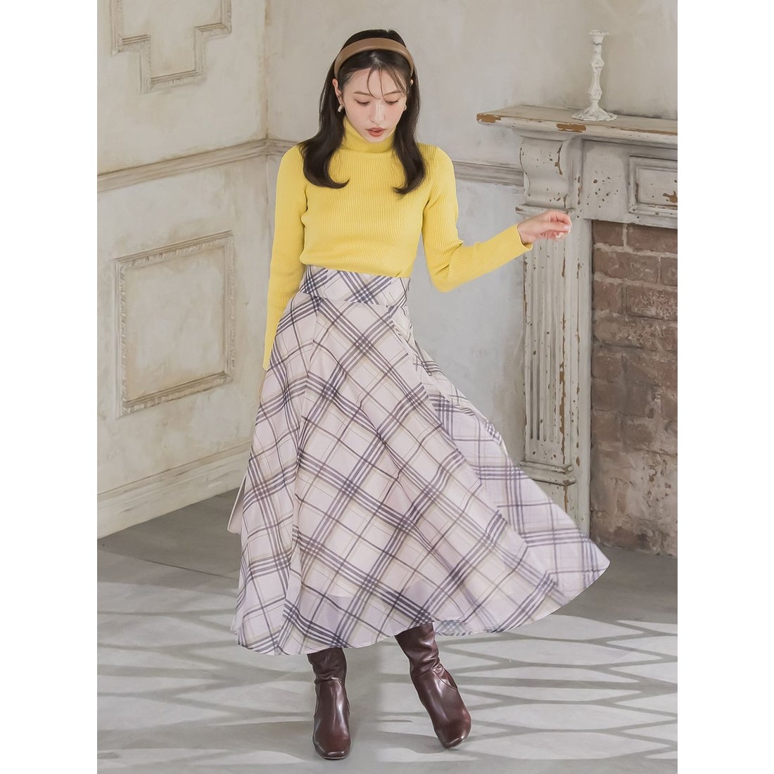 クイーンズコート QUEENS COURT シアーチェックフレアスカート≪手洗い