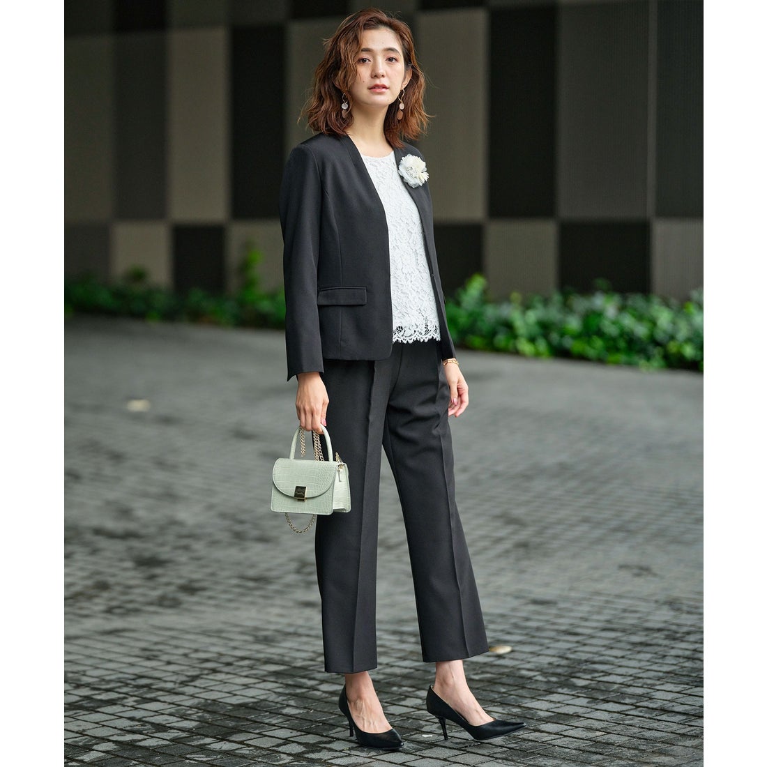 ジーラ GeeRA 【4点セット】〈ワイドパンツ〉ノーカラージャケット