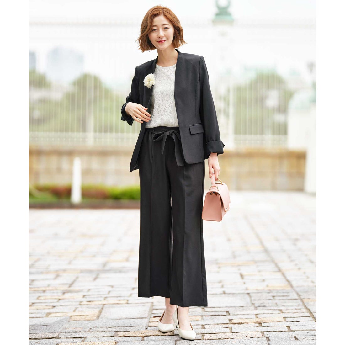 ジーラ GeeRA 【4点セット】〈ワイドパンツ〉ノーカラージャケット