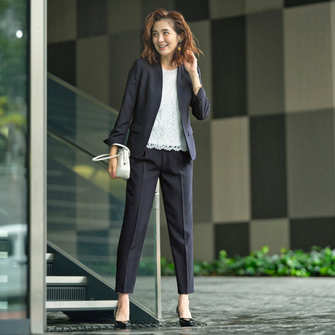 ジーラ GeeRA 【4点セット】〈テーパードパンツ〉ノーカラージャケット