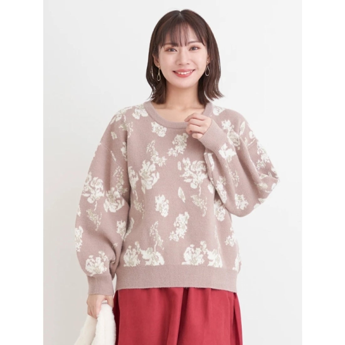 リジェイ＆スプル Re-J&SUPURE ラメ入り花柄ジャガードニットトップス