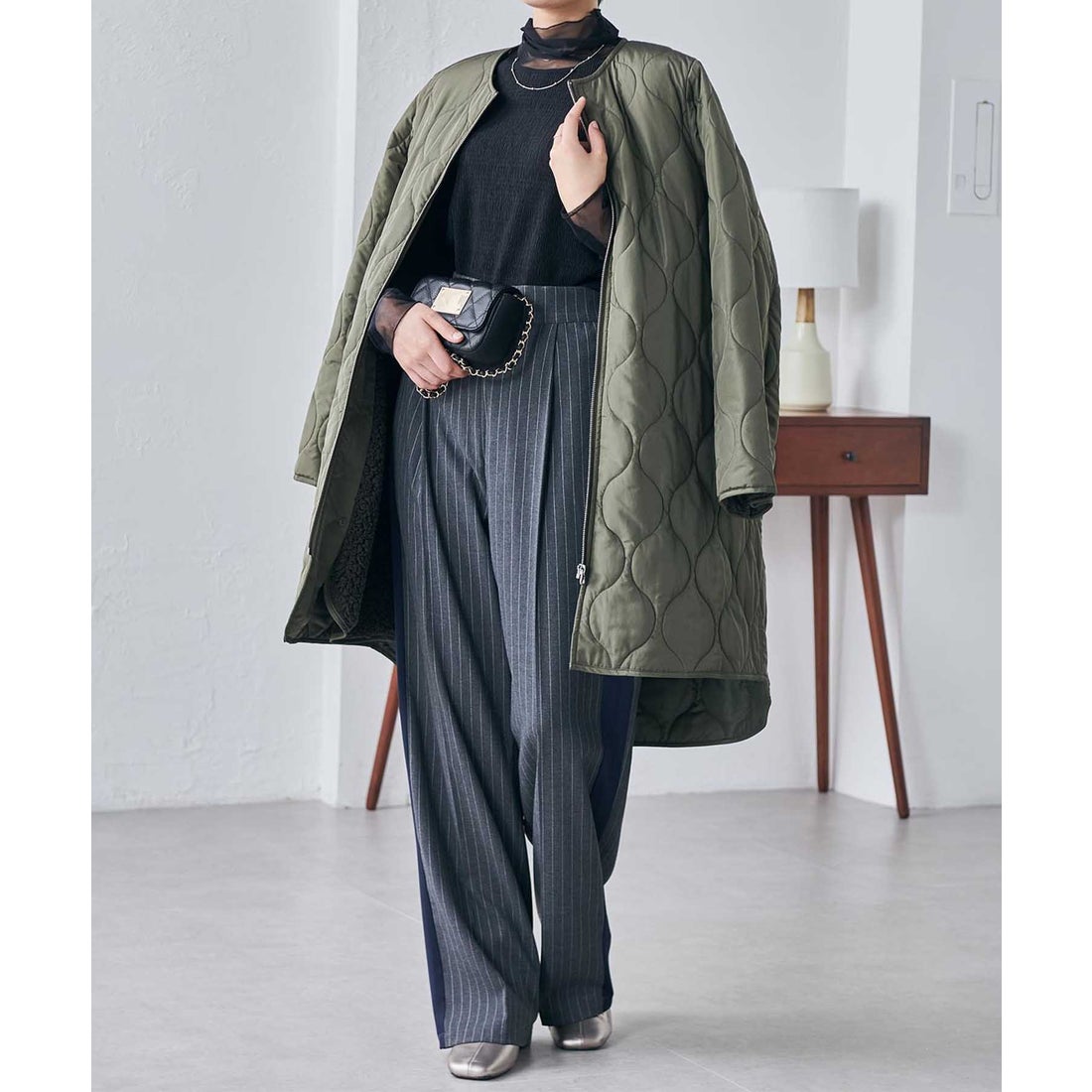 ラナン RANAN 3wayキルティングコート （カーキ） -ファッション通販