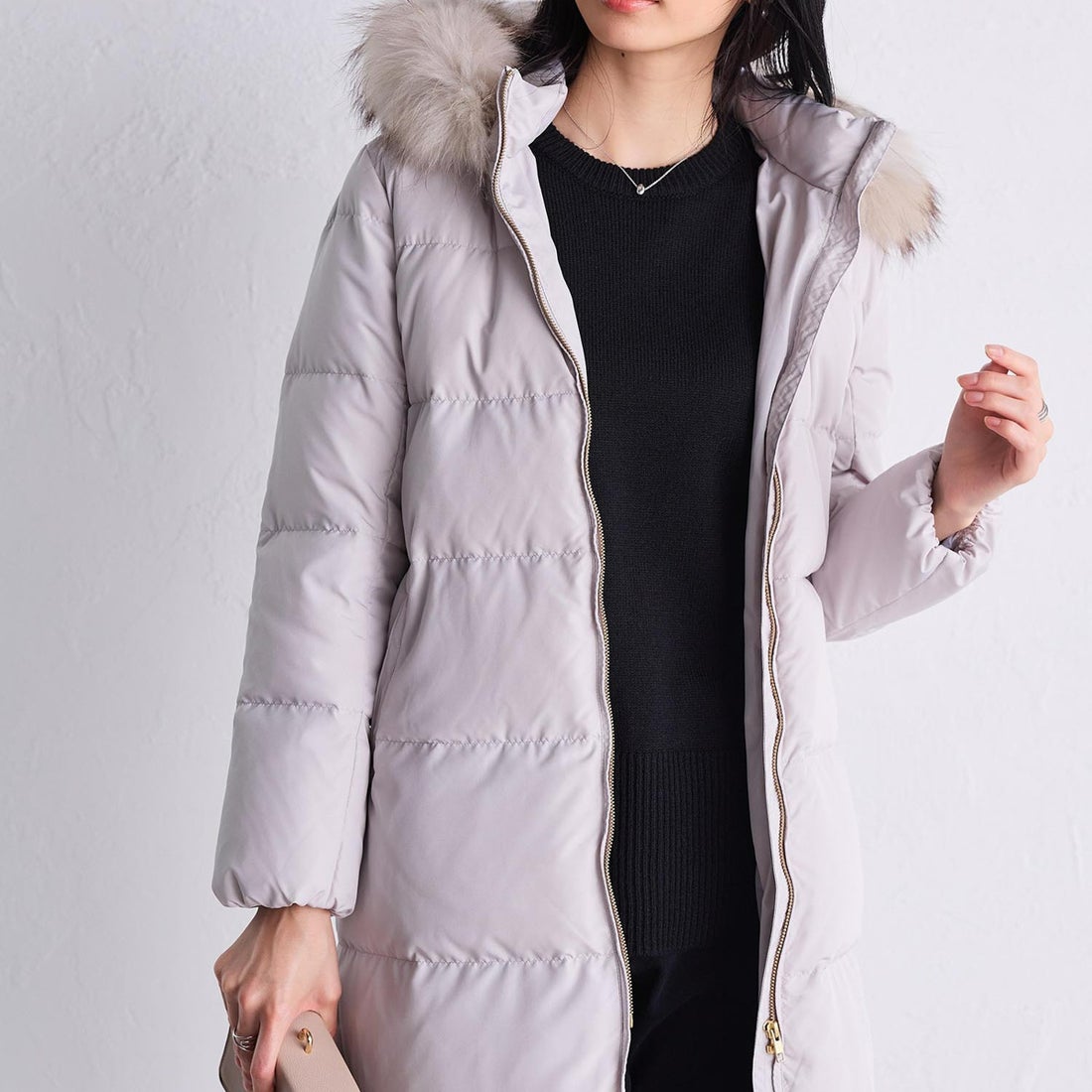 ラナン RANAN リアルファー付ダウンコート （アイスグレー） -靴