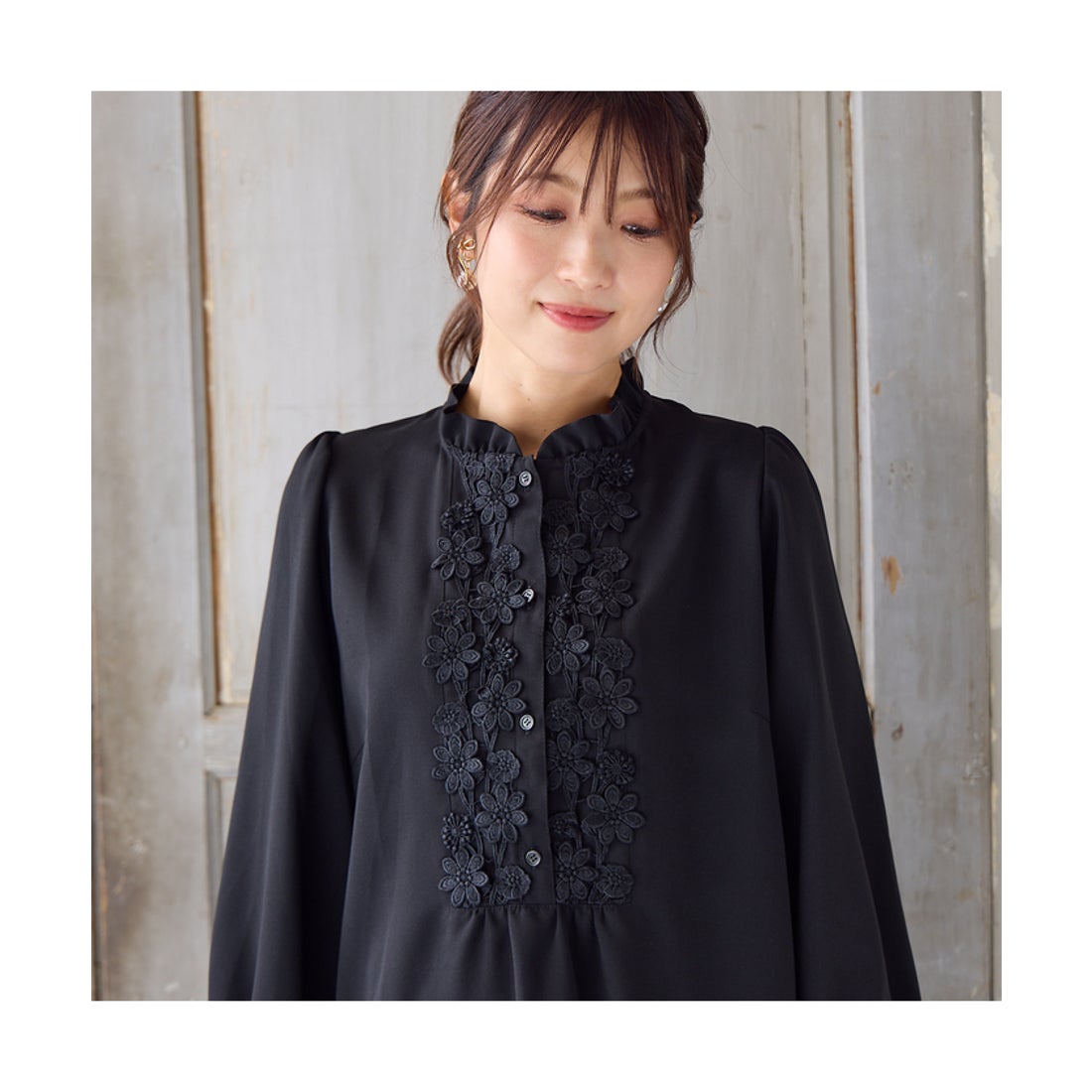 ローズティアラ RoseTiara 【手洗いOK】ケミカルレース切替ブラウス