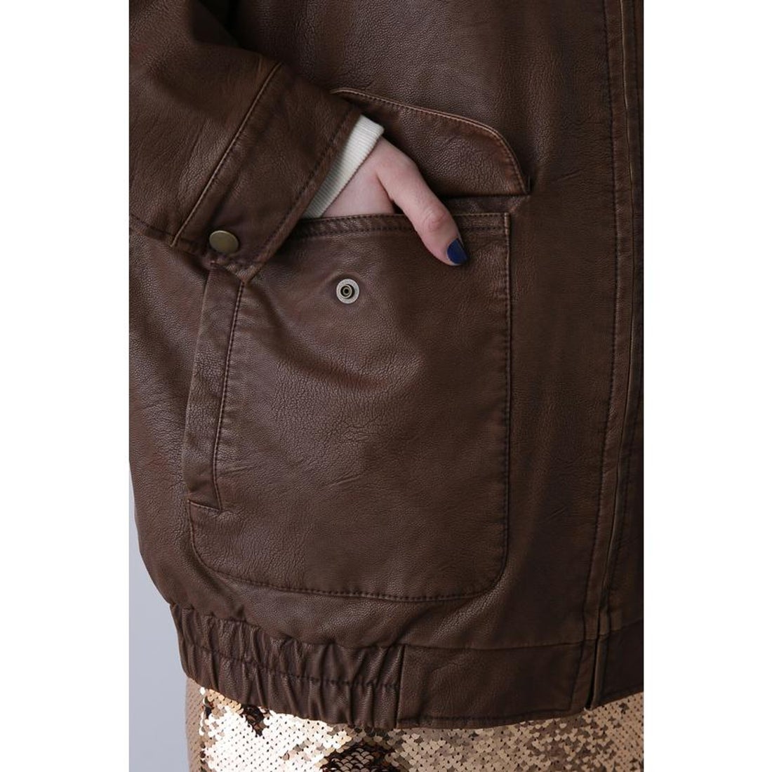 ローズバッド ROSE BUD レザーライクブルゾン （ブラック