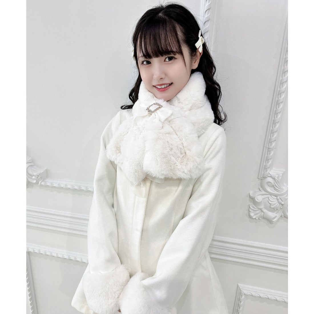 ロジータ ROJITA ファーティペット付きトリプルリボンコート