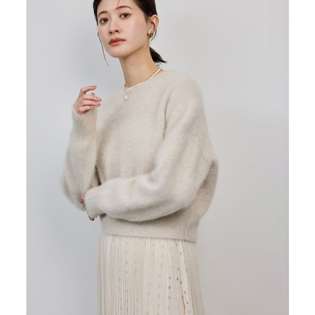 ロペ ROPE' フォックスカシミヤニットプルオーバー/イージーケア