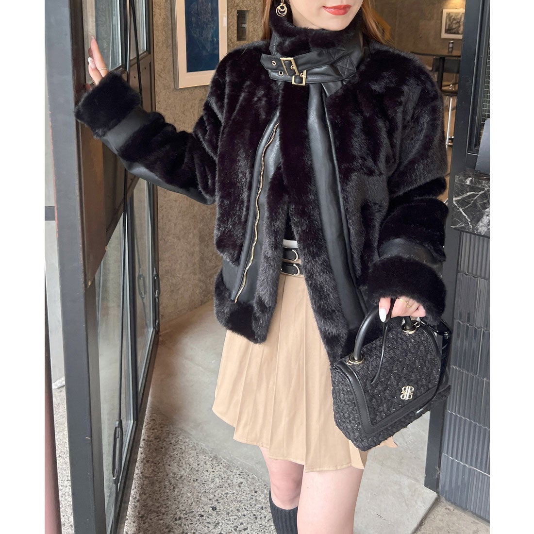 ロイヤルパーティー ROYAL PARTY レザーファージャケット （ブラック