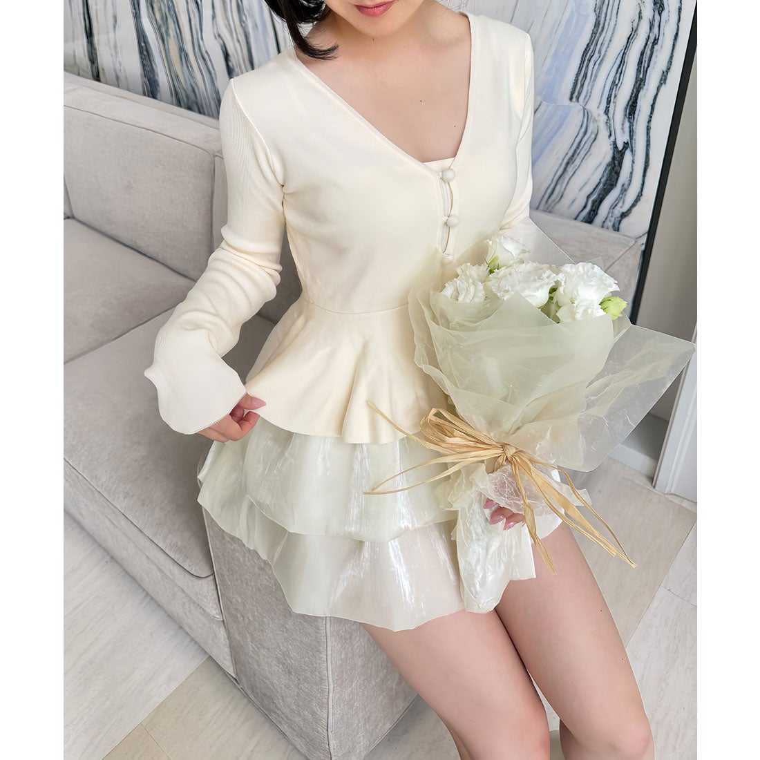 ロイヤルパーティー ROYAL PARTY ドッキングペプラムニット