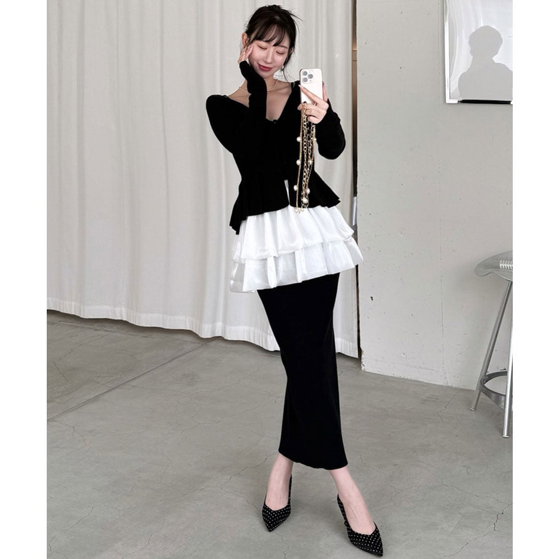 ロイヤルパーティー ROYAL PARTY ドッキングペプラムニット