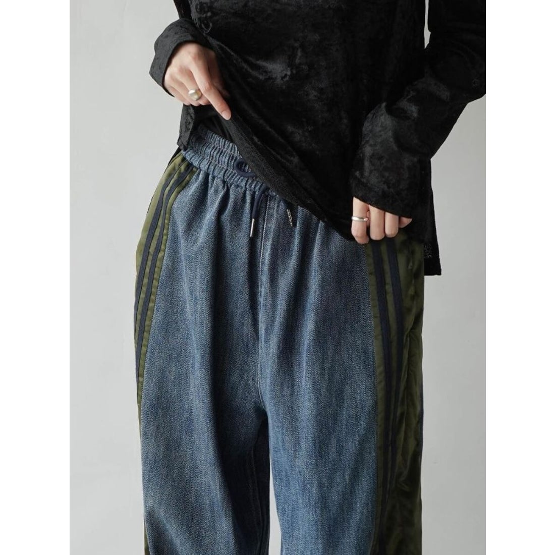 ラディエイト RADIATE ナイロンドッキングラインデニムパンツ（navy