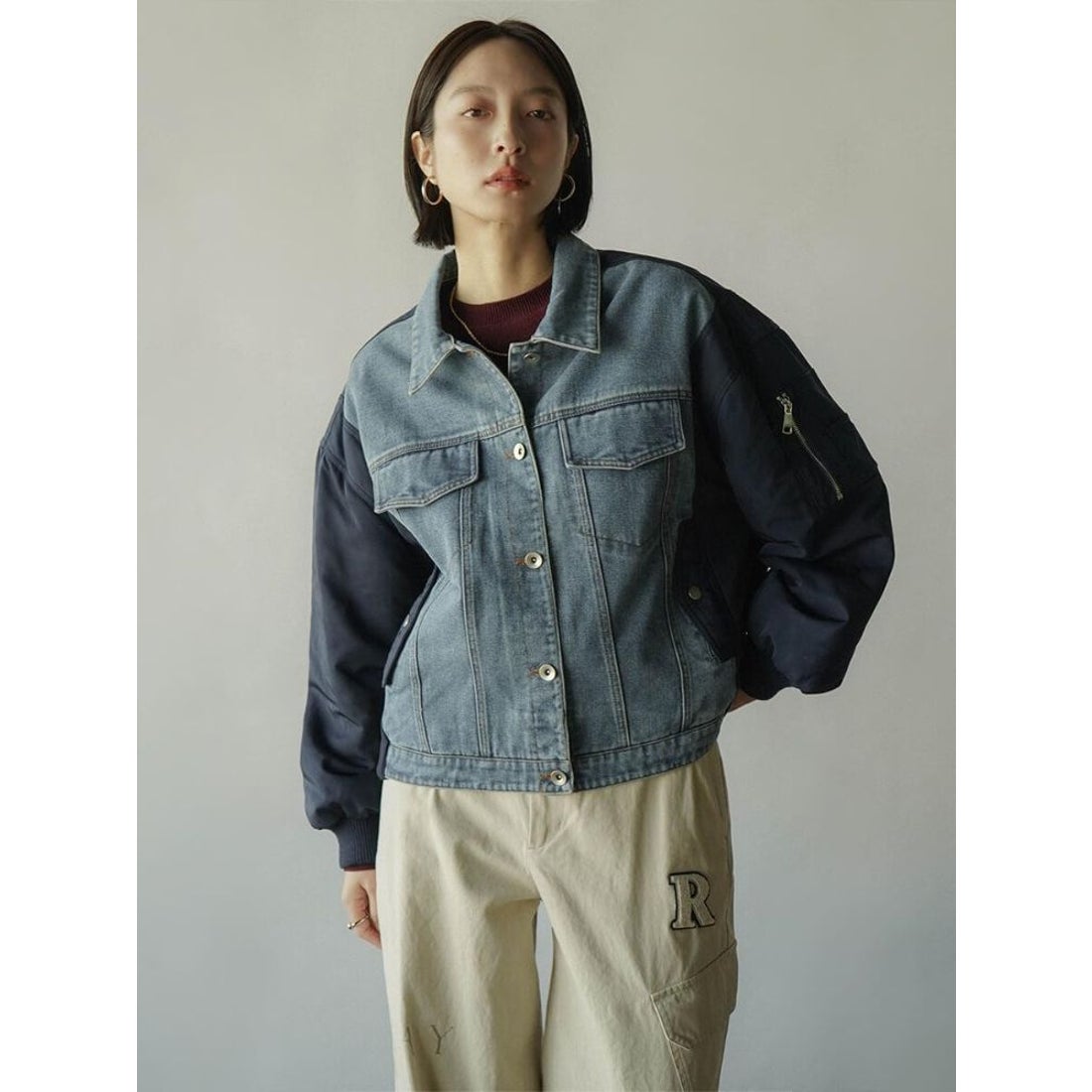 ラディエイト RADIATE デニムドッキングMA-1ジャケット （グレー） -靴