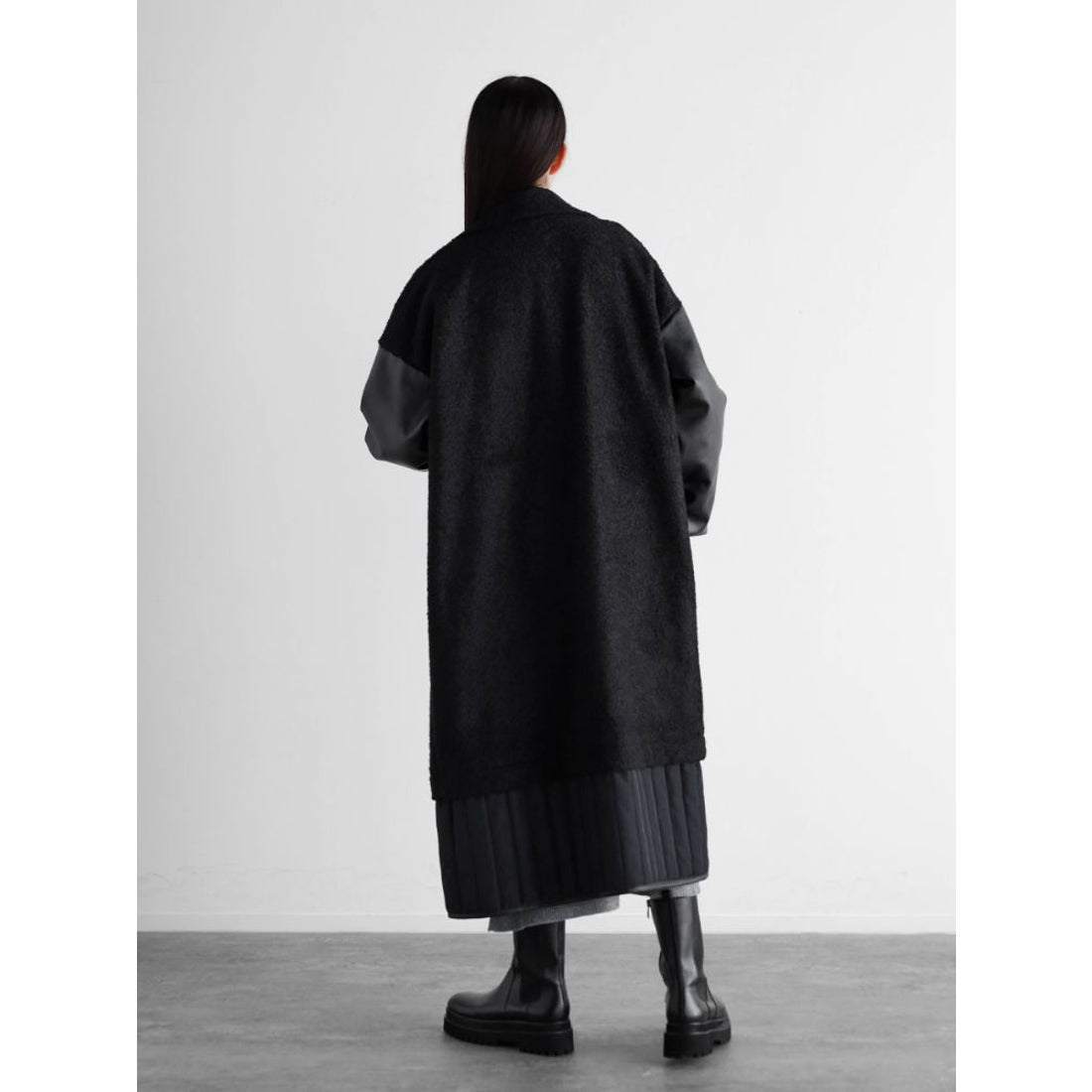 ラディエイト RADIATE 異素材ミックススタンドカラーロングコート